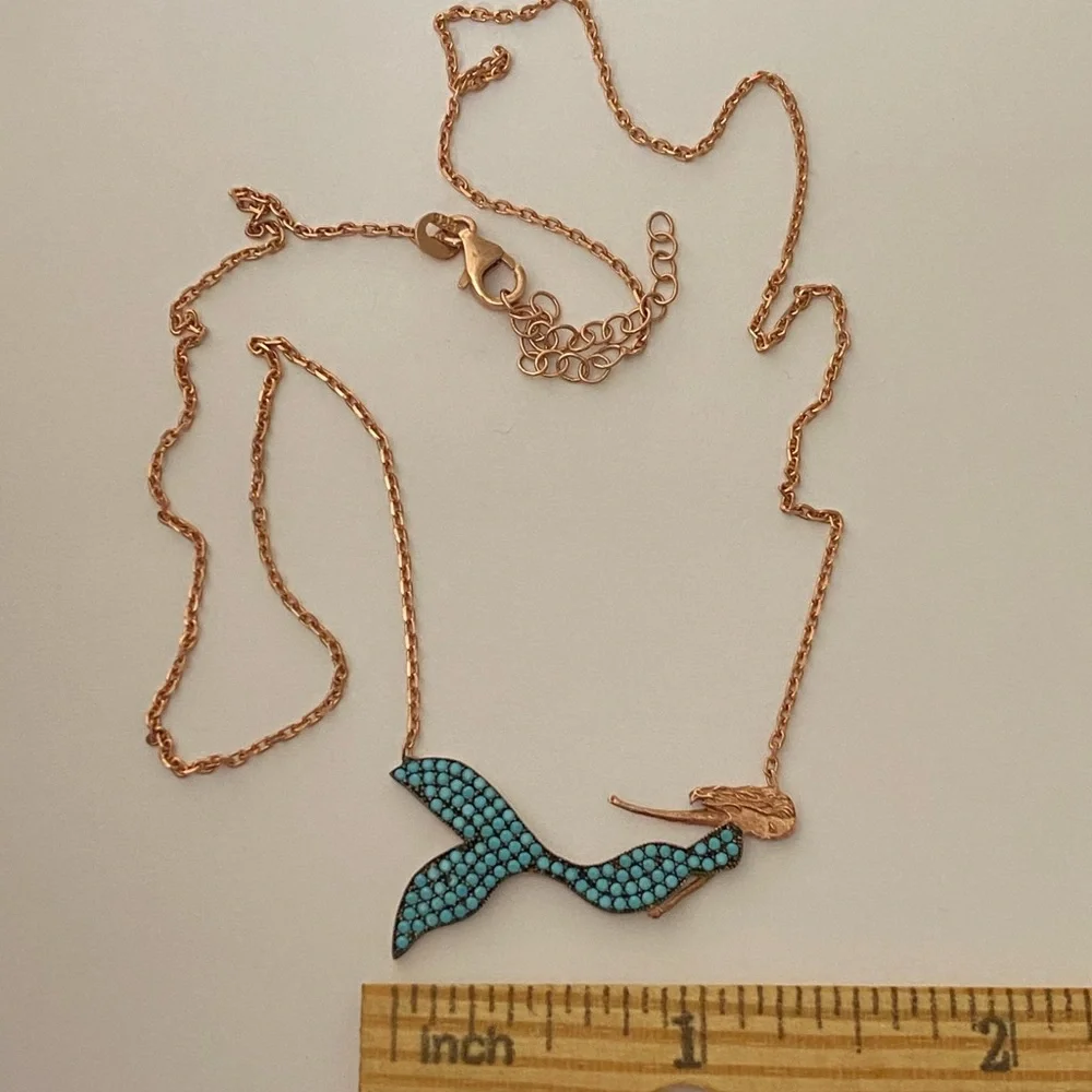 🧜‍♀️ Mermaid 925 silver necklace clear cubic zirconia cz stones